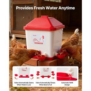 Abreuvoir automatique pour poulets de 5 gallons, 6 ports d'eau, matériau PP, remplissage par gravité, anneau en caoutchouc scellé, poignée, conception étanche, abreuvoirs - Product Image 4