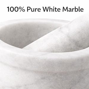 Marble Mortar and Pestle Set for Kitchen <b>Herbs</b> Spices Garlic Masala <b>Grinder</b> Handcrafted Stone Crusher - Product Image 4