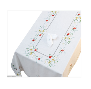 Mantel personalizado con diseño de flores bordadas, cubierta de algodón de alta calidad para el hogar, restaurante y Hotel, venta al por mayor - Product Image 1