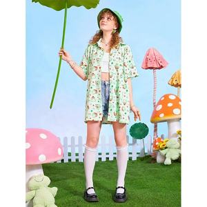 Chemisiers d'été pour femmes à imprimé hawaïen, col en V, coupe régulière, en spandex/rayonne, manches courtes, écologiques, respirants, séchage rapide - Product Image 3