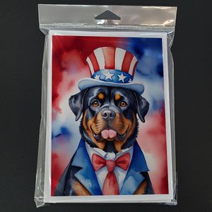 Whimsical Rottweiler Patriotic American Tarjetas de notas en blanco Paquete de 8 A7 Tamaño 5x7 con sobres - Product Image 3