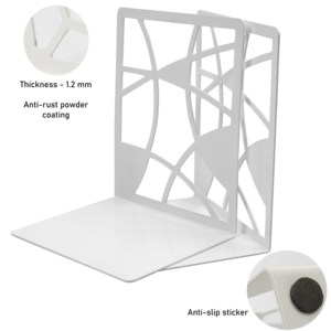 Premium Metal Bookends with Modern Cut Design for Office Desk <b>Bookshelf</b> and Home Organization - Product Image 2