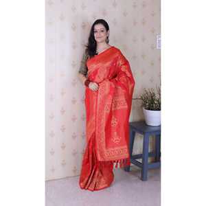 Sari en soie douce rose Elite Weaves Bandhani Leheriya Zari tissé 650g Vêtements indiens et pakistanais - Product Image 2