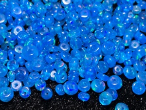 Natural Opal Beads Ethiopian Welo Stone 3-5mm Smooth Rondelle Drilled Gemstone Pryba Blue Color Smoked Treated Hasnain Gems - Product Image 4