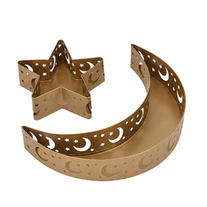 Panier en fer en forme de lune pour dattes, conteneur de rangement alimentaire Ramadan Kareem, plateau de service pour la table festive musulmane Mubarak - Product Image 6