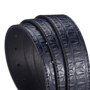 Ceinture en cuir à motif crocodile marron avec boucle à ardillon en acier, style formel - Product Image 6