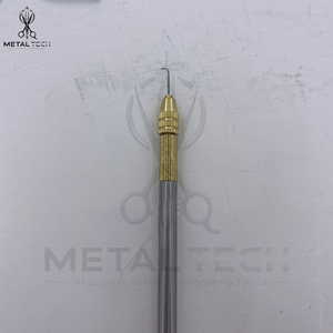 Herramienta de peluquería de acero inoxidable con mango moleteado y cabezal de latón, soporte para agujas de ventilación, gancho para anudar el cabello reemplazable y herramienta para pelucas de encaje - Product Image 5