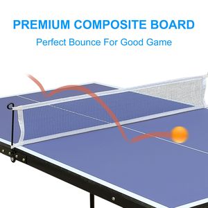 Set da Ping Pong Portatile e Pieghevole con Rete e 2 Racchette, Tavolo da Ping Pong Mobile per Giochi al Chiuso e all'Aperto - Product Image 4