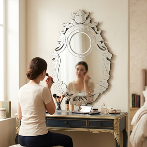 Espejo Decorativo Estilo Veneciano |   Espejo de Pared Estilo Barroco Vintage con Cristal Antiguo |   Decoración de Pared de Lujo para Habitación y Dormitorio - Product Image 4