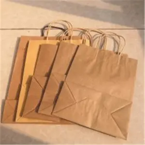 Kraft Paper Bags Gift Bag with Handles for Wedding Party Craft Retail Packaging,Recycled Twist handles Brown Shopping Bags