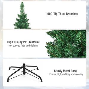 8ft Slim Pencil Christmas Tree with 1000 PVC Branches Flocked Finish Space Saving Design for Small <b>Corners</b> - Product Image 4