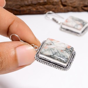 มาริโพไซต์ต่างหูพลอยเงินแท้ 925 สไตล์วินเทจเครื่องประดับทำด้วยมือของขวัญสำหรับผู้หญิงสาวๆ - Product Image 2