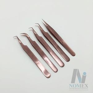 Ensemble de pinces à cils en or rose plasma avec poignée en diamant de qualité supérieure, testées à la main, ensemble de pinces à cils en gros - Product Image 5