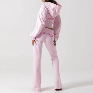 Conjunto Deportivo de Dos Piezas para Mujer, 100% Algodón, Elástico, Cuello en V, Estilo Hip Hop, Reversible, Transpirable, para Invierno - Product Image 2