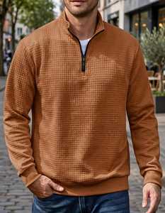 เสื้อสเวตเชิ้ตผู้ชายแบบซิป ¼ ตัว แบรนด์ Oneten รุ่น Waffle คอตั้ง แขนยาว สวมใส่สบาย - Product Image 5