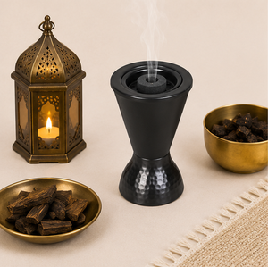 Middle Eastern Metal Bakhoor Burner Antique Black Arabian Style Mabkhara Hammered Charcoal Incense Holder for Home <b>Decoration</b> - Product Image 5