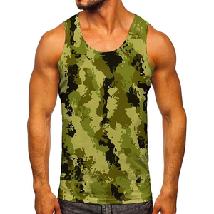 Wholesale Men's Camo Print Training Singlet Durable Stretchy Workout Tank Top Custom Logo Athletic Gym Fitness Vest Tank Tops - Product Image 2