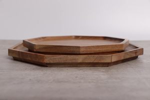 Juego de Bandejas Octagonales de Madera de Acacia Premium, Hechas a Mano, Sostenibles, Apilables, Tabla de Charcutería, Plato para Servir Comida, para Sala de Estar - Product Image 4
