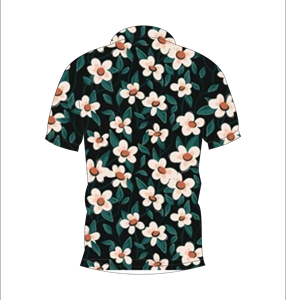 เสื้อโปโลพิมพ์ลายดอกไม้สีดำสำหรับบุรุษลำลองแขนสั้นแฟชั่นฤดูร้อนเสื้อยืดกอล์ฟ - Product Image 2