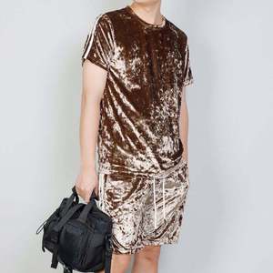 custom summer <b>velvet</b> two piece casual outfit breathable button <b>shirt</b> elastic shorts wholesale unisex <b>velvet</b> <b>shirt</b> and short fash - Product Image 4