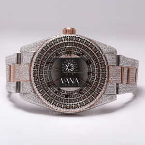 นาฬิกาข้อมือ VANA JEWELS หรูหรา ประดับเพชรโมอิสซาไนต์ ตัวเรือนสแตนเลสทรงกลม หน้าปัดอนาล็อก ควอตซ์ สำหรับผู้ชาย สไตล์ฮิปฮอป - Product Image 6