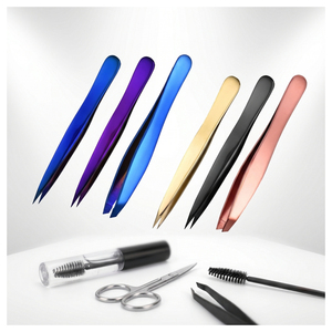 Pince à épiler professionnelle pour sourcils en acier inoxydable – Outil de précision pour l'épilation du visage, à pointe inclinée et fine - Product Image 1
