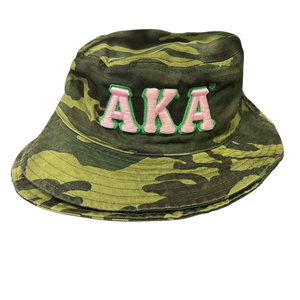 AKA <b>Camo</b> Bucket Hat Pink Embroidered Letter Camouflage Cotton Outdoor <b>Cap</b> Adjustable Casual Fashion Streetwear Hat for Men Women - Product Image 1