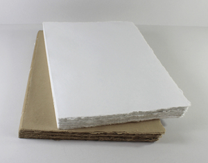 Carnet de notes personnalisé en papier de coton recyclé fait main, couverture rigide, 84 feuilles / 168 pages, bord festonné, cadeau - Product Image 4