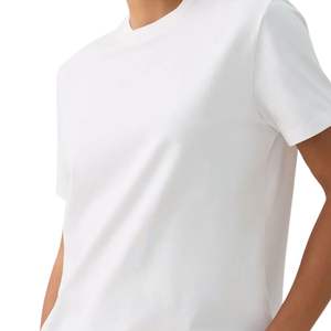 Camiseta de Algodón Blanca Lisa Unisex con Logotipo Personalizado, Cuello Redondo, Manga Corta, Informal, Básica, OEM, Venta al Por Mayor - Product Image 3