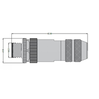Connecteur M12 blindé à 4 broches, code A, mâle droit, à bornes à vis, câblable sur site, indice IP68, 4A 250V, en alliage de cuivre, Inde