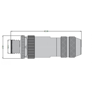 Connecteur M12 blindé à 4 broches, code A, mâle droit, à bornes à vis, câblable sur site, indice IP68, 4A 250V, en alliage de cuivre, Inde - Product Image 2