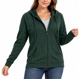 Ventes en gros de sweats à capuche pour femmes, respirants, de haute qualité, avec fermeture éclair intégrale, style classique, logo personnalisé, sweats à capuche pour femmes - Product Image 1