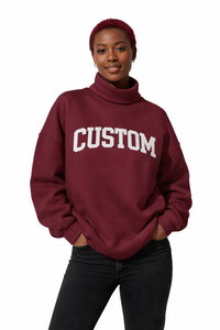 Sweat-shirt d'hiver surdimensionné pour femme, col montant, broderie 3D personnalisée, tissu éponge de haute qualité, respirant - Product Image 5