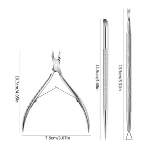 Coupe-cuticules en acier inoxydable avec repousse-cuticules, outils de manucure pour la maison et le salon, pince à cuticules professionnelle pour le soin des ongles, 1/2/3 pièces - Product Image 6
