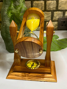 Minuteur sablier 2 minutes jaune classique en verre, horloge à sable décorative pour bureau, maison, salle d'étude, décoration de table - Product Image 5