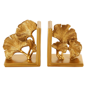 Juego de Sujetalibros con Hojas Doradas, Decorativos, con Acabado Dorado, Esculpidos en Forma de Hoja, para Estantería, Biblioteca, Oficina, Sala de Estudio, Escritorio, Decoración del Hogar - Product Image 2