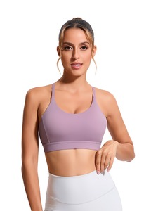 Women Sport <b>Crop</b> <b>Top</b> Y Back Yoga Bra Breathable <b>Mesh</b> Insert Removable Pads Wirefree Running Athletic Vest Blanks Custom - Product Image 3