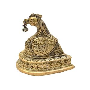Statue de paon en laiton artisanale, objet décoratif traditionnel gravé, figurine d'oiseau pour la décoration de la maison, du temple ou du bureau - Product Image 1