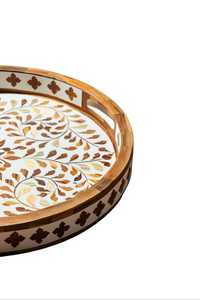 Plateau de service de luxe fait main avec incrustation de nacre, élégant plateau décoratif en mosaïque de coquillages pour rangement et service - Product Image 2