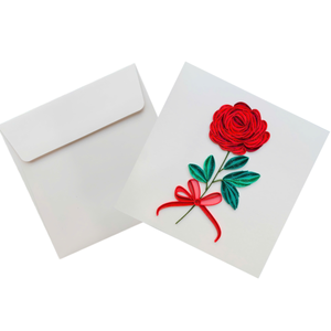 Tarjeta de quilling con diseño de tallo de rosa, tarjeta de felicitación hecha a mano con sobre, tarjeta floral de quilling especial para todas las ocasiones - Product Image 4