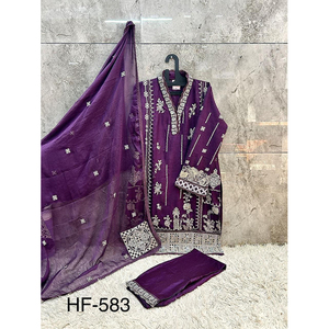 Magnifique ensemble de vêtements pakistanais au design élégant, style classique traditionnel, tenue décontractée, ensemble de costume en georgette lourde à prix bas - Product Image 1