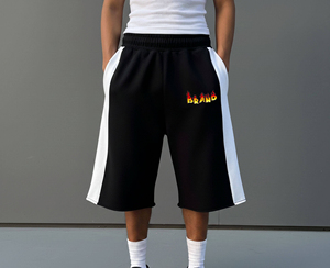 Shorts pour homme personnalisés avec logo imprimé par transfert thermique, style streetwear, 100 % coton peigné, taille mi-haute élastique - Product Image 6