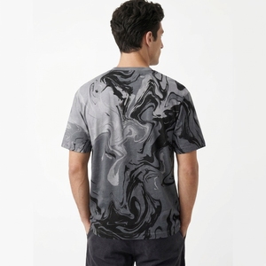 <b>Men's</b> Yellow Palm Tree Print T <b>Shirt</b> with <b>Navy</b> <b>Blue</b> Tropical Pattern <b>for</b> Summer Beachwear and Casual Street Style - Product Image 2