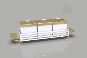 Ensemble de 3 bols de service de luxe personnalisables en aluminium, faits à la main, design écologique, pots de rangement modernes pour cuisine, utilisation aux EAU, style indien - Product Image 3