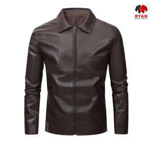 แจ็คเก็ตหนังแท้แบบสั่งทำพิเศษสำหรับผู้ชาย ยี่ห้อ Ryan Pro Gear เนื้อผ้านุ่มสบาย ระบายอากาศได้ดี พร้อมโลโก้สั่งทำพิเศษ สีพื้น - Product Image 2