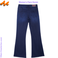 Jean évasé taille haute pour femme, délavé foncé, en coton et polyester, coupe décontractée et élégante, longueur complète, idéal pour les soirées, 10,85 OZ