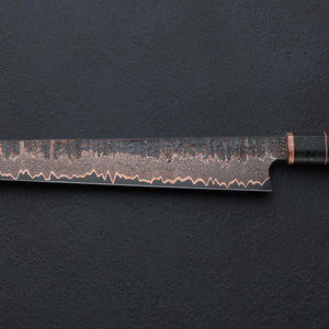 Cuchillo de caza japonés de acero damasco hecho a mano, cuchillo de supervivencia premium para exteriores con funda de cuero. - Product Image 6