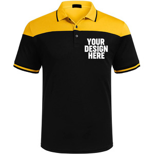 Men's Cotton For Polo <b>Collar</b> <b>T</b>-<b>shirts</b> Yellow And Black Solid Pattern With Logo Embroidery On Sale - Product Image 1