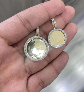 Custom Iced Out Round Pendant 14K Gold Plated Alloy Round Cut VVS Moissanite Diamonds Hip Hop Charm Unisex Gift Jewelry - Product Image 4