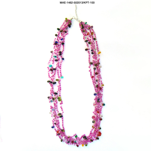 Collar de Ganchillo Multicapa con Cuentas, Joyería de Cristal Rosa, Accesorio de Moda Étnica para Boda, Precio al por Mayor - Product Image 4